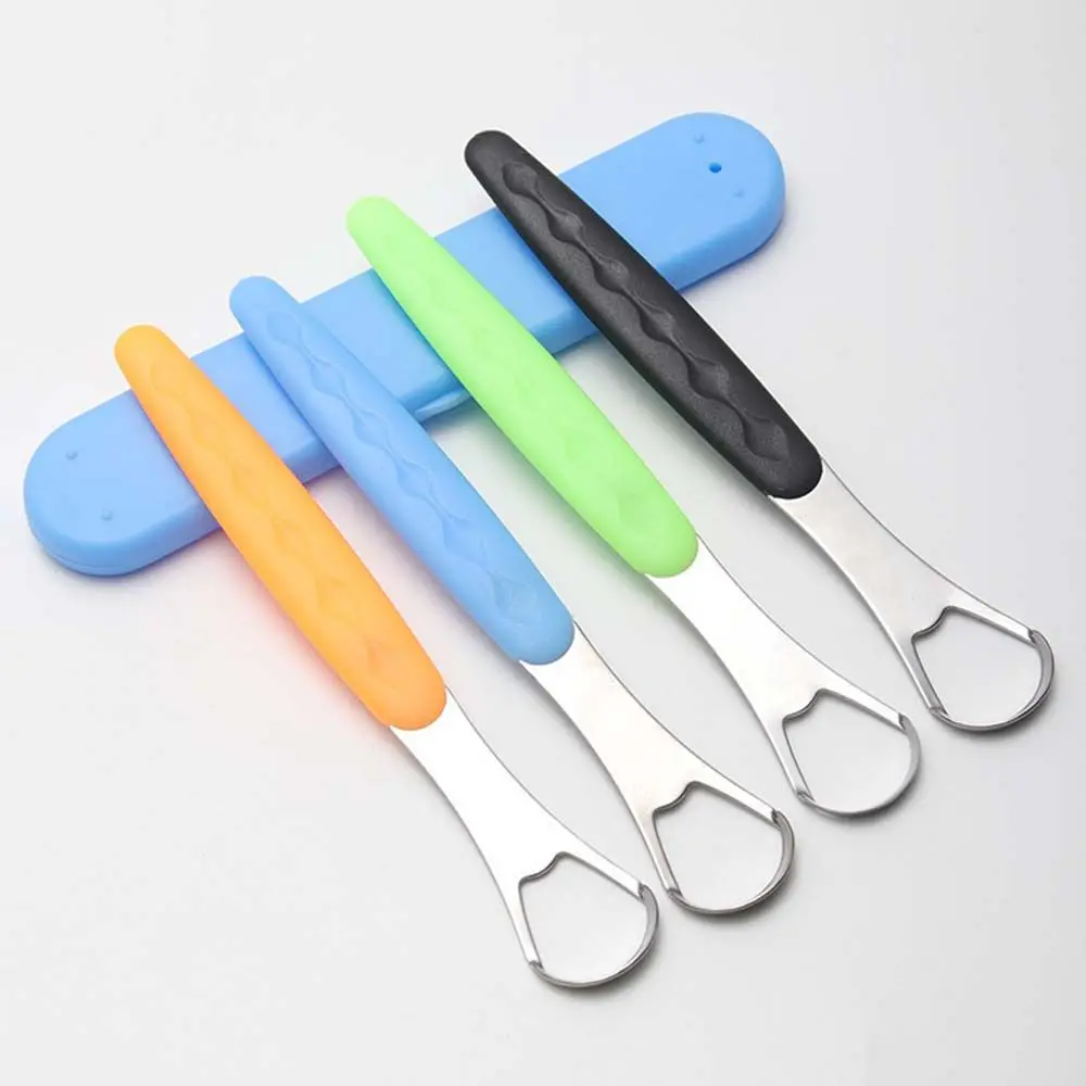 Reusable Fresh Breath With Travel Case Stainless Steel Oral Care Tools Dental Care Tongue Brush Tongue Scraper Tongue  Cleaner