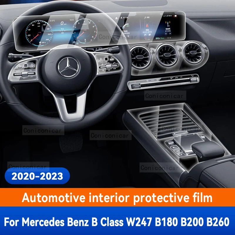 

For Merceds Benz Class B W247 B180 B200 B260 2020-2023 Car Interior Center Console TPU Protective Film Anti-scratch Repair film