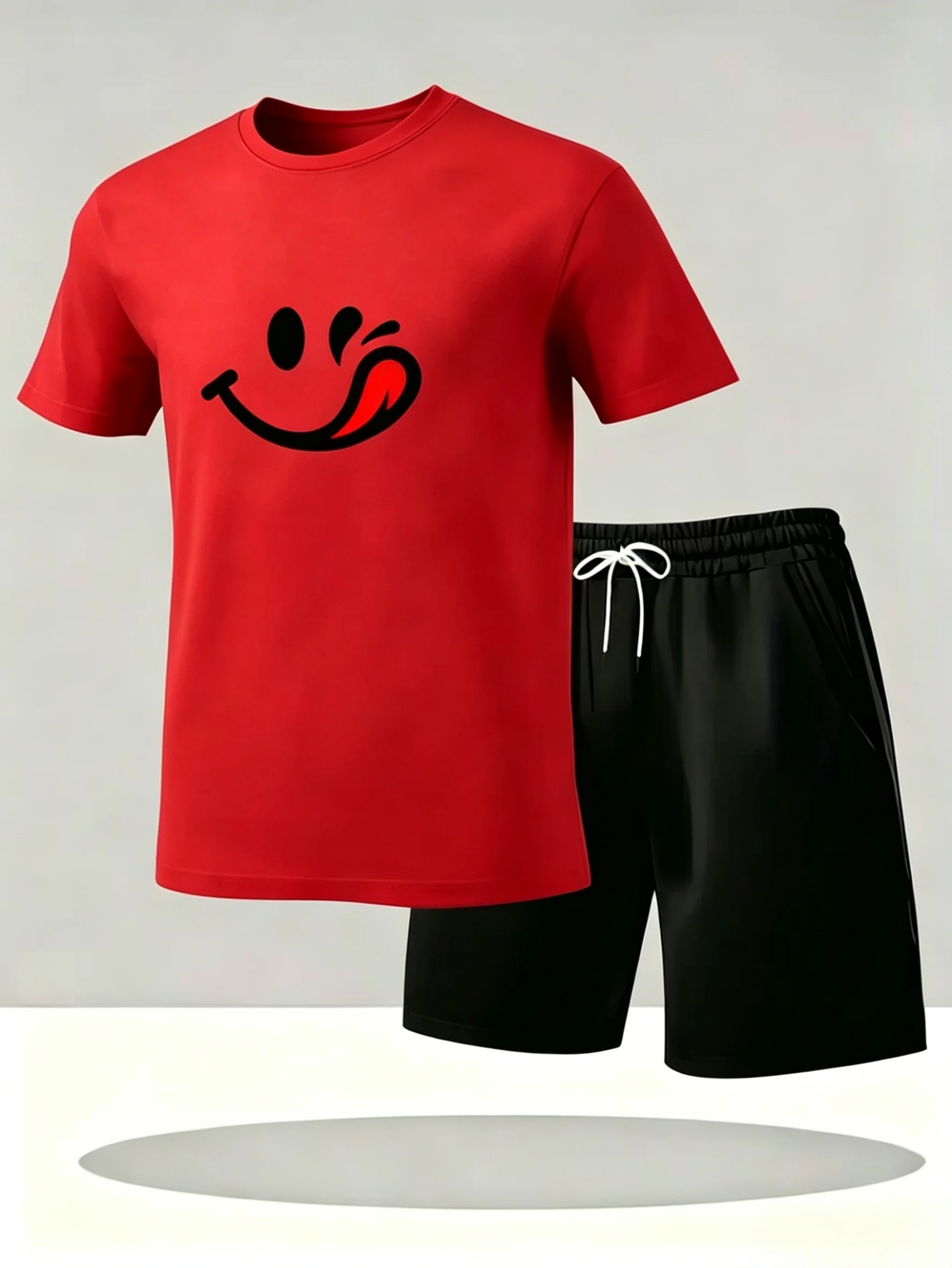 2026 Summer Men's Mesh Short Sleeve Set. Casual, fashionable and breathable, two-piece T-shirt set, summer ice silk short sleeve view 2