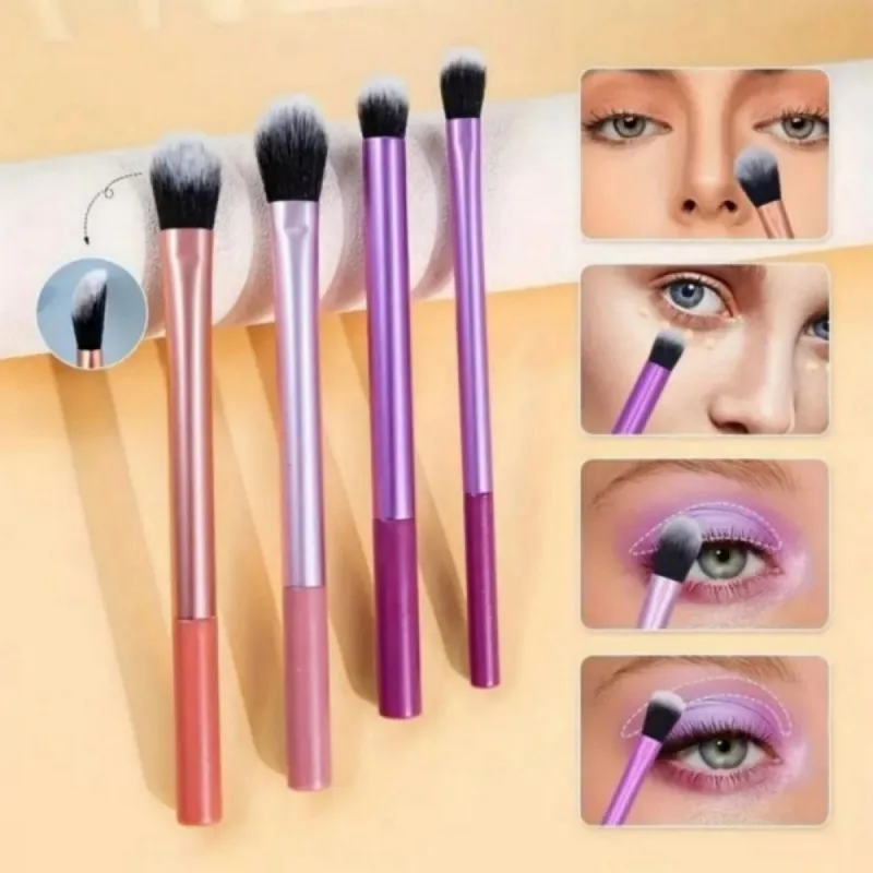 Set di pennelli per trucco a tubo lungo multicolore da 8 pezzi + 4 uova di bellezza in scatola rosa + 1 borsa portaoggetti rosa, adatto come regalo per gli amici