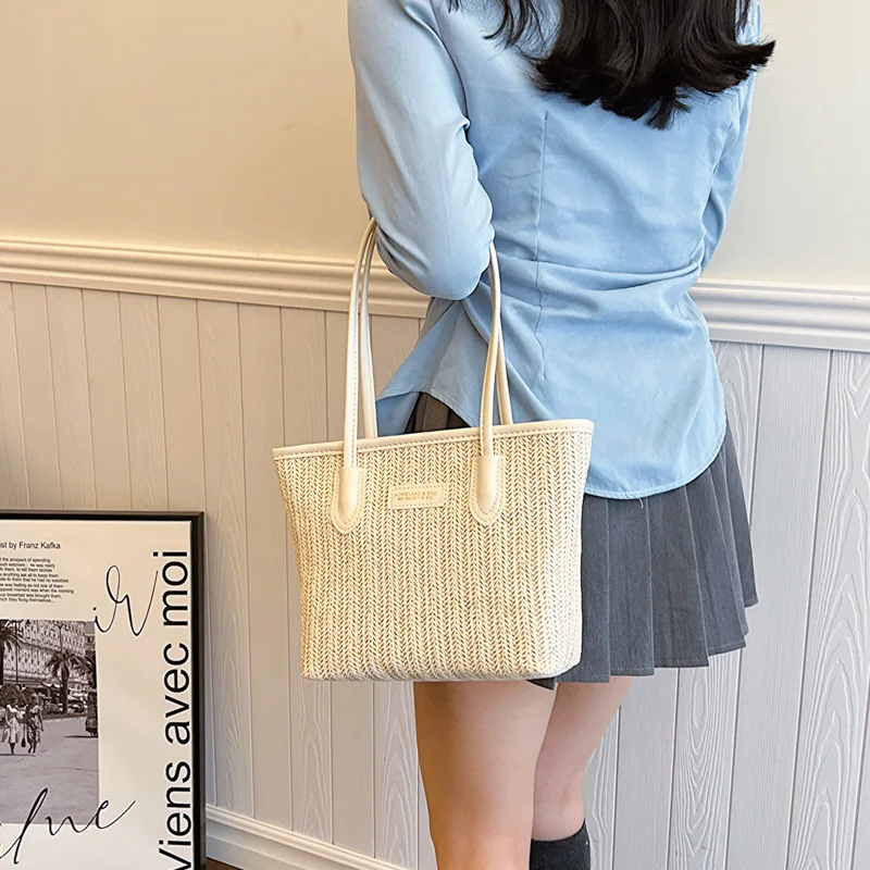 

Summer large-capacity bag 2025 new straw women's bag niche design fresh single shoulder simple versatile woven tote bags