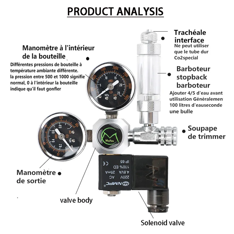 DIY Aquarium CO2 Regulator Magnetic Solenoid Kit Check Valve Fish Tank Accessories CO2 Control System Reactor Generator Set