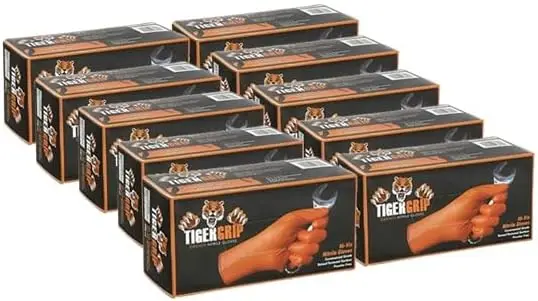 

DENCO DISTRIBUTING, INC. Tiger Grip Nitrile Gloves - Hi Vis Orange - 7mil - Textured Powder & Latex Free Case of 10 Boxes