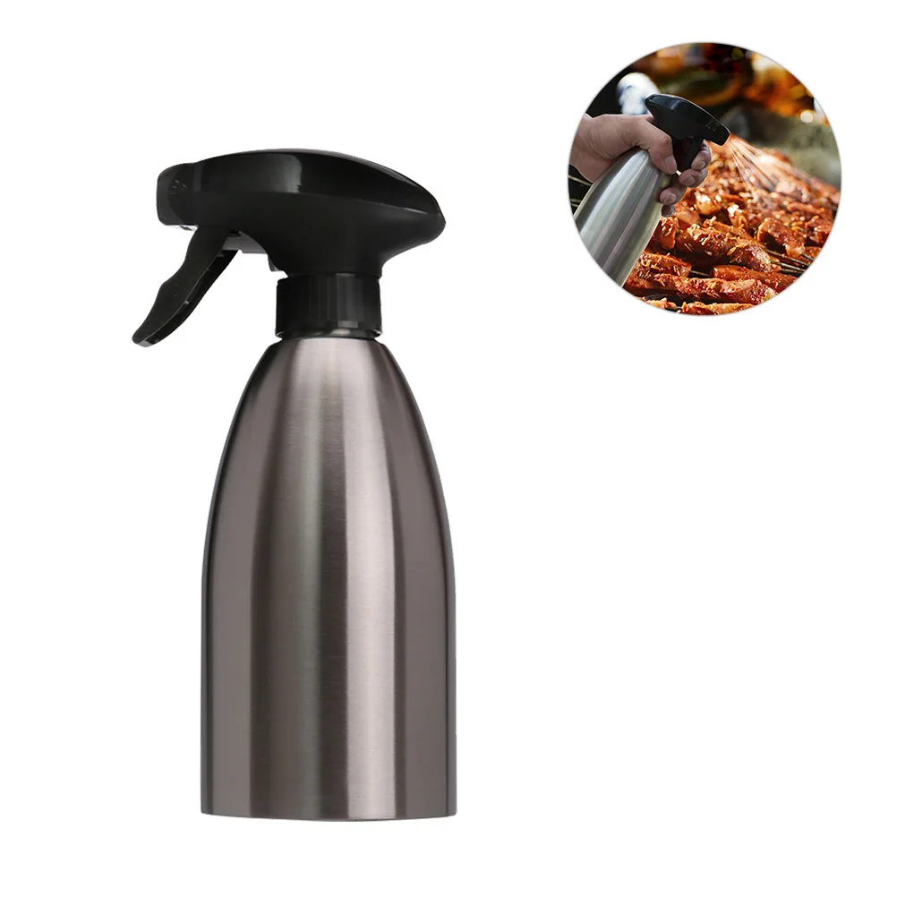 Garrafa de spray de óleo de aço inoxidável 500ml bocal de qualidade alimentar tampa escondida cozinhar churrasco cozimento salada tempero garrafa