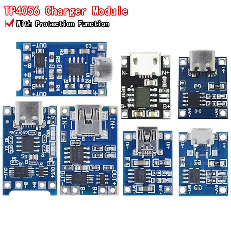 %TP4056 With Protection Dual Functions 5V 1A Mini Micro TYPE-C USB 18650 Lithium Battery Charging Board Charger Module 1A Li-ion
