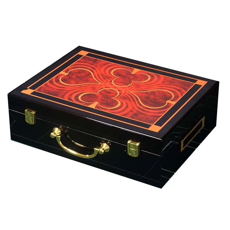 The latest piano painted solid wood poker box with 500 chips for entertainment use