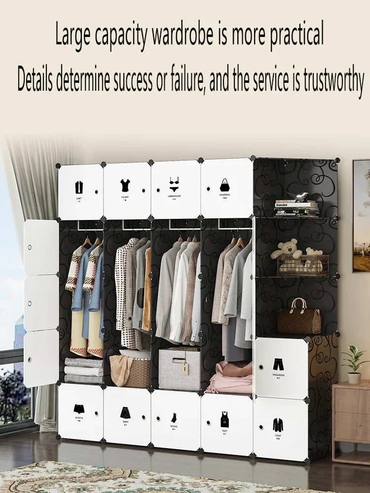 Bedroom Furniture Modern Storage Cabinet Plastic Exterior Resin Wardrobe Lockers Foldable Organizers Simple Wardrobe Closet Divi