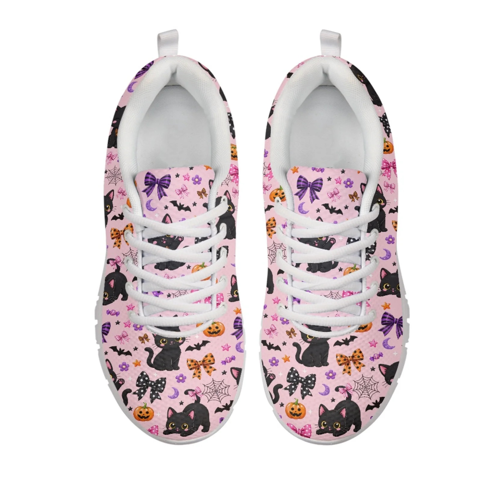 Coloranimal Black Cat Print Women's Tennis Shoes Lightweight Breathable Womens Athletic Walking Sneakers for Travel