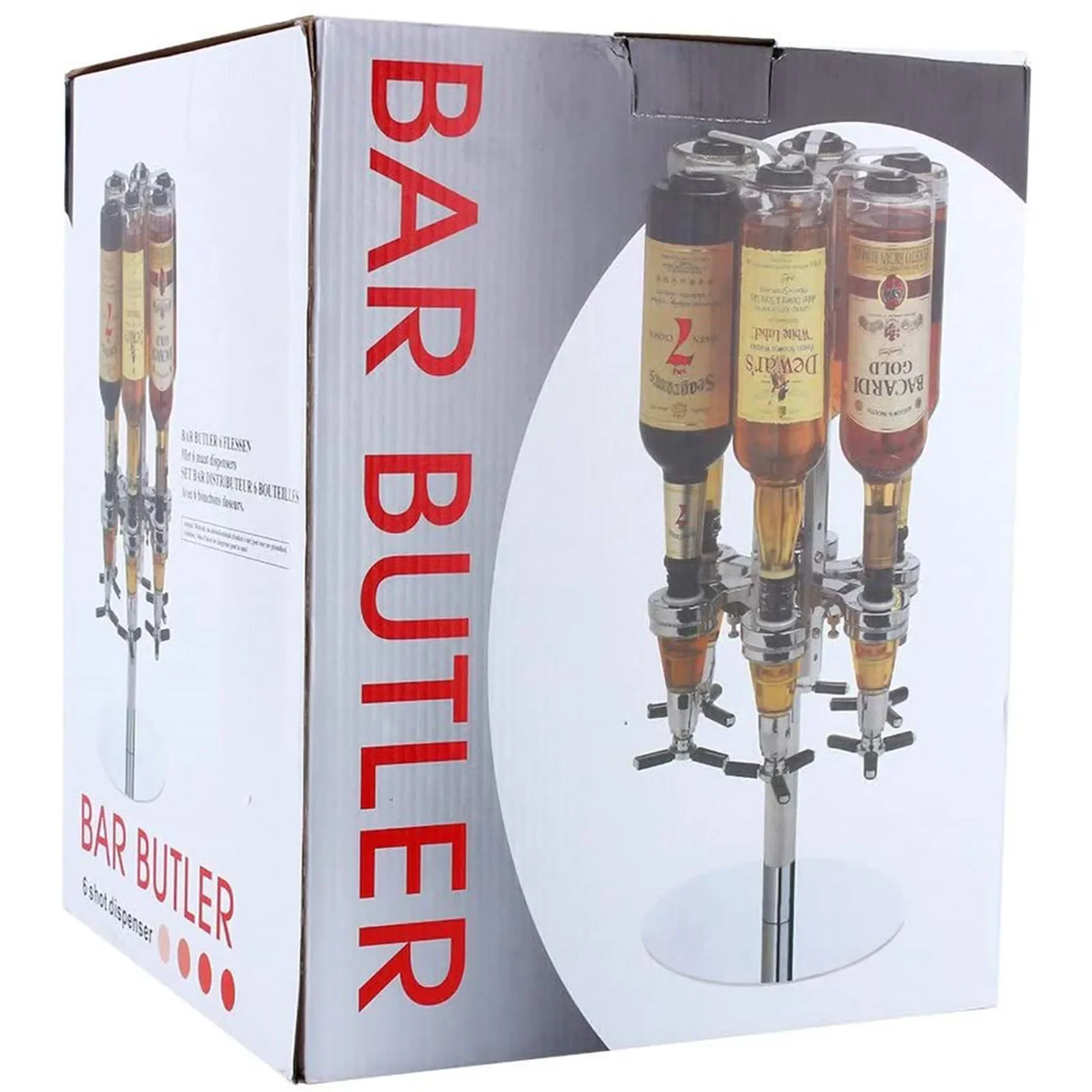 Bottle Stand Dispenser Rotating Wall Mounted 6 Bottle Stand Optic Dispenser Drinks Wine Steel Bar Butler Stand Liquor Dispenser