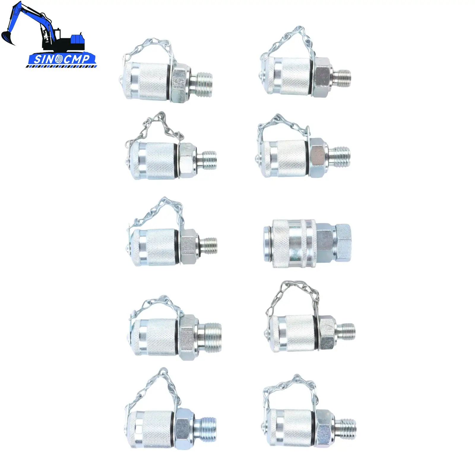 10PCS New Test Coupling Connector Fittings Fit For CAT John Deere Bobcat Case New Holland Hydraulic Pressure Gauge Test Kit