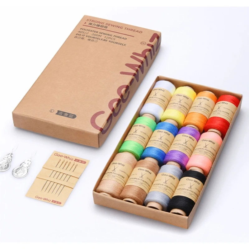 Needle Box Household Needle Sewing Thread Handmade Embroidery Thread Small Roll 402 Sewing Thread Multi Color Box