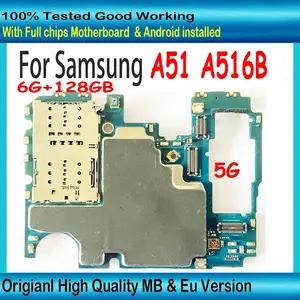 Bilashmart 100%Tested Unlocked Mainboard Samsung Galaxy A51 A516B Motherboard Logic Board EU Version With Android System 6+128GB