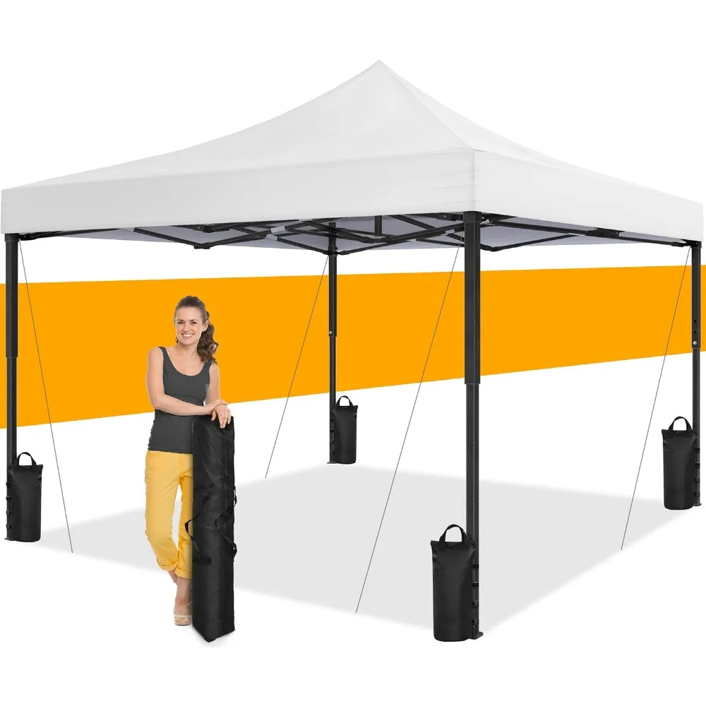 Tienda con dosel emergente de 10x10, tienda con dosel para exteriores con 4 bolsas de arena y bolsa de transporte para el mercado de proveedores, fiestas, camping, patio trasero