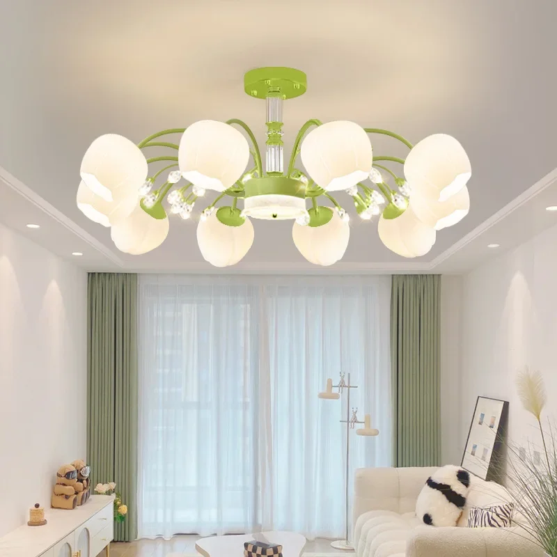 

French pastoral living room chandelier creative Internet celebrity lily of the valley flower lamp