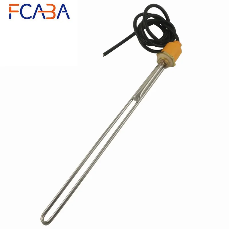 FCABA Stainless Steel Solar Heating Tube Element 220V 1.5KW 390mm Tube Length DN20Thread Electric Water Heater Pipe