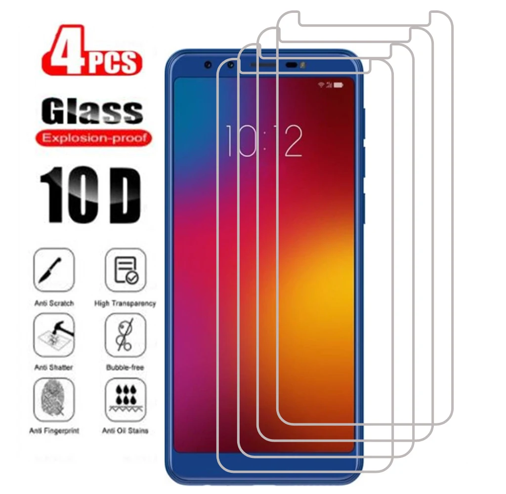 4 pçs vidro temperado para lenovo a5 k5 nota 2018 protetor de tela do telefone filme lenovo k320t k5 k350t k5s k5pro k5 jogar k9 caso vidro