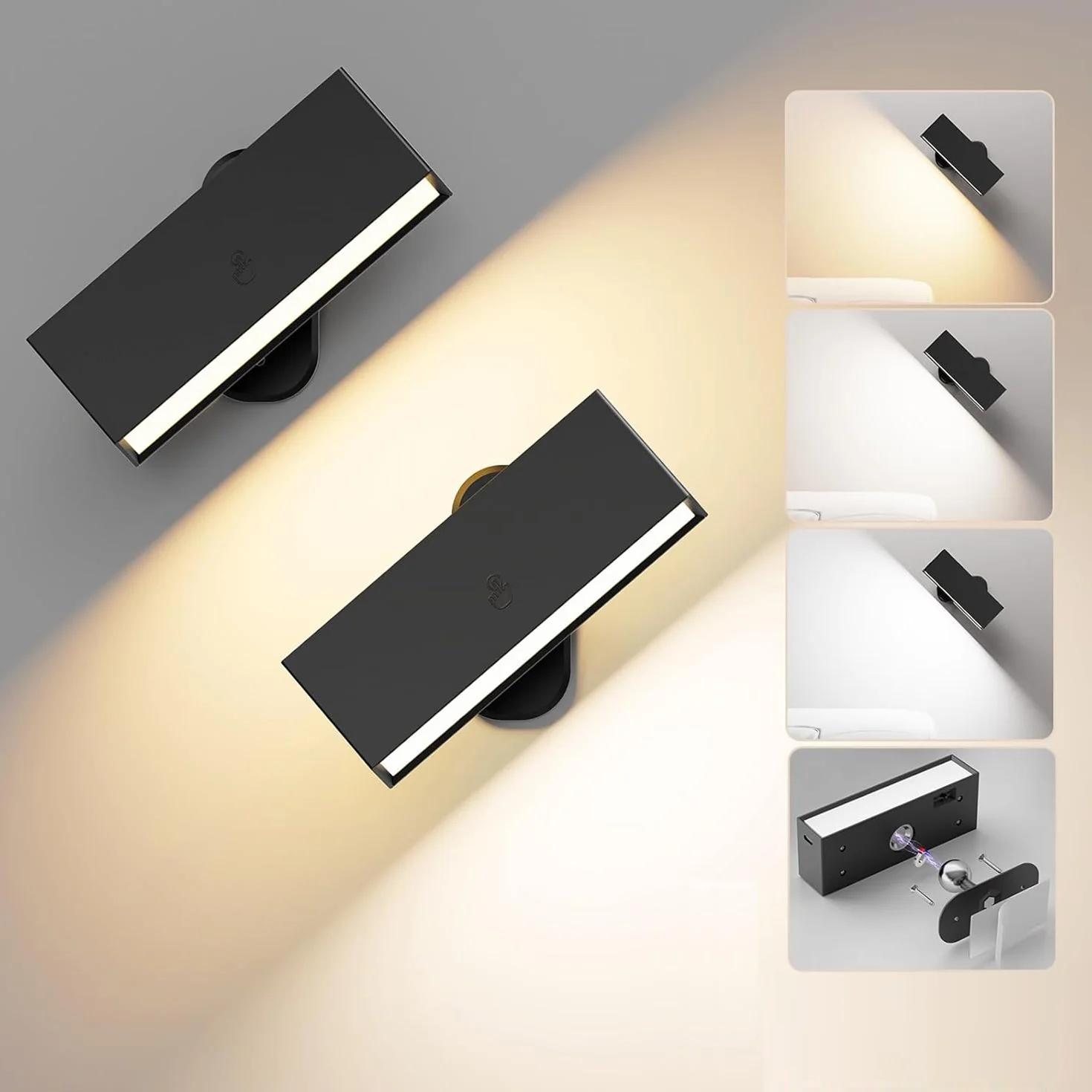 Wireless Wall Sconces LED Rechargeable Wall Sconces Battery Removable 360° Rotate Magnetic Wall Lights for Bedroom Living Room