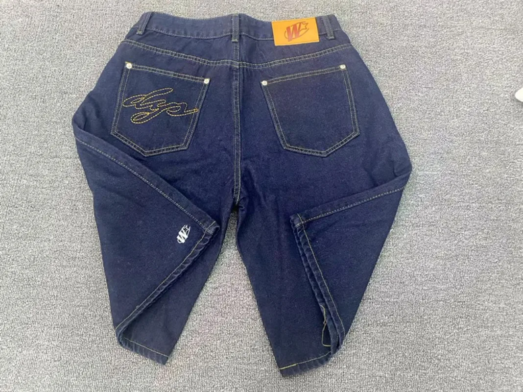 

Retro Embroidered Letters Y2K Loose Denim Shorts Striped Graphic Zipper Shorts Clothing Fashion Hip Hop Street Clothing