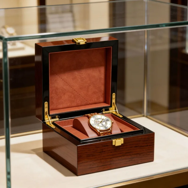 

Деревянная коробка для часов класса люкс, изысканный футляр для хранения часов с окошком, дорожный кейс для часов, органайзер для мужских часов