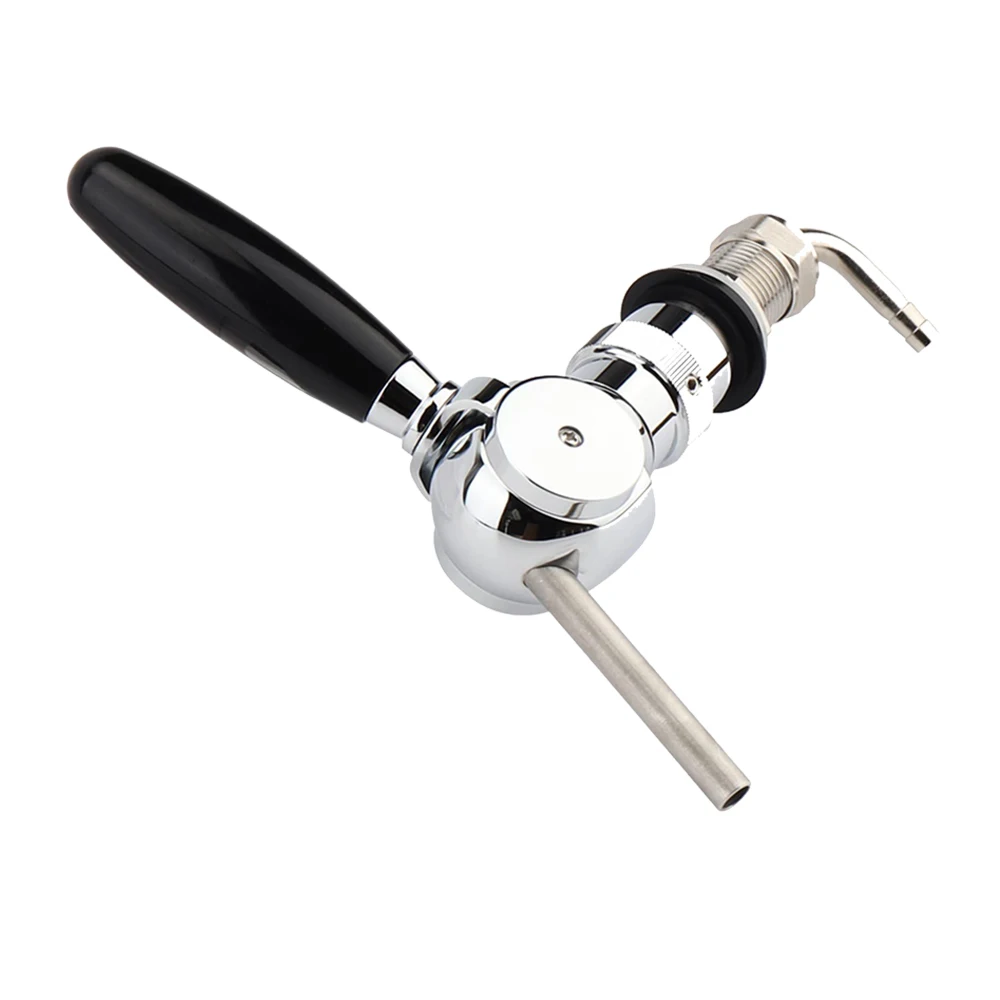 Belgian Beer Tap Faucet, G5/8 thread shank & Keg Flowing Control Ball Home Brewing Silver Draft Beer Tap Beer Soda Kit