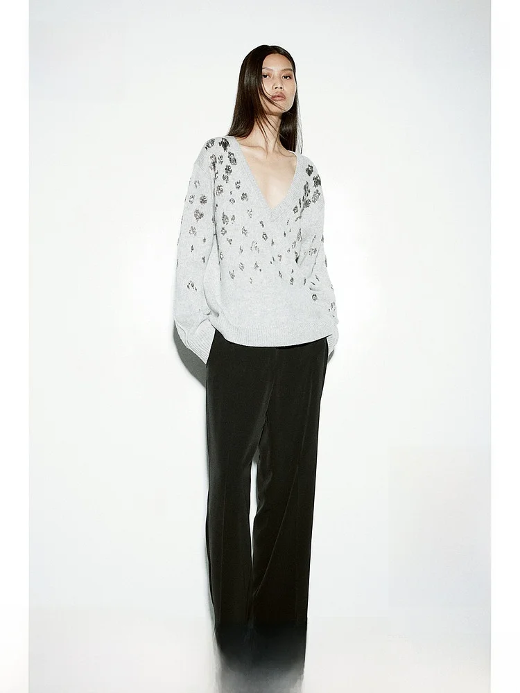 

Брюки прямого кроя с высокой талией, женские деловые брюки, с застежкой-молнией, для официальных мероприятий, весенняя коллекция H&M 24