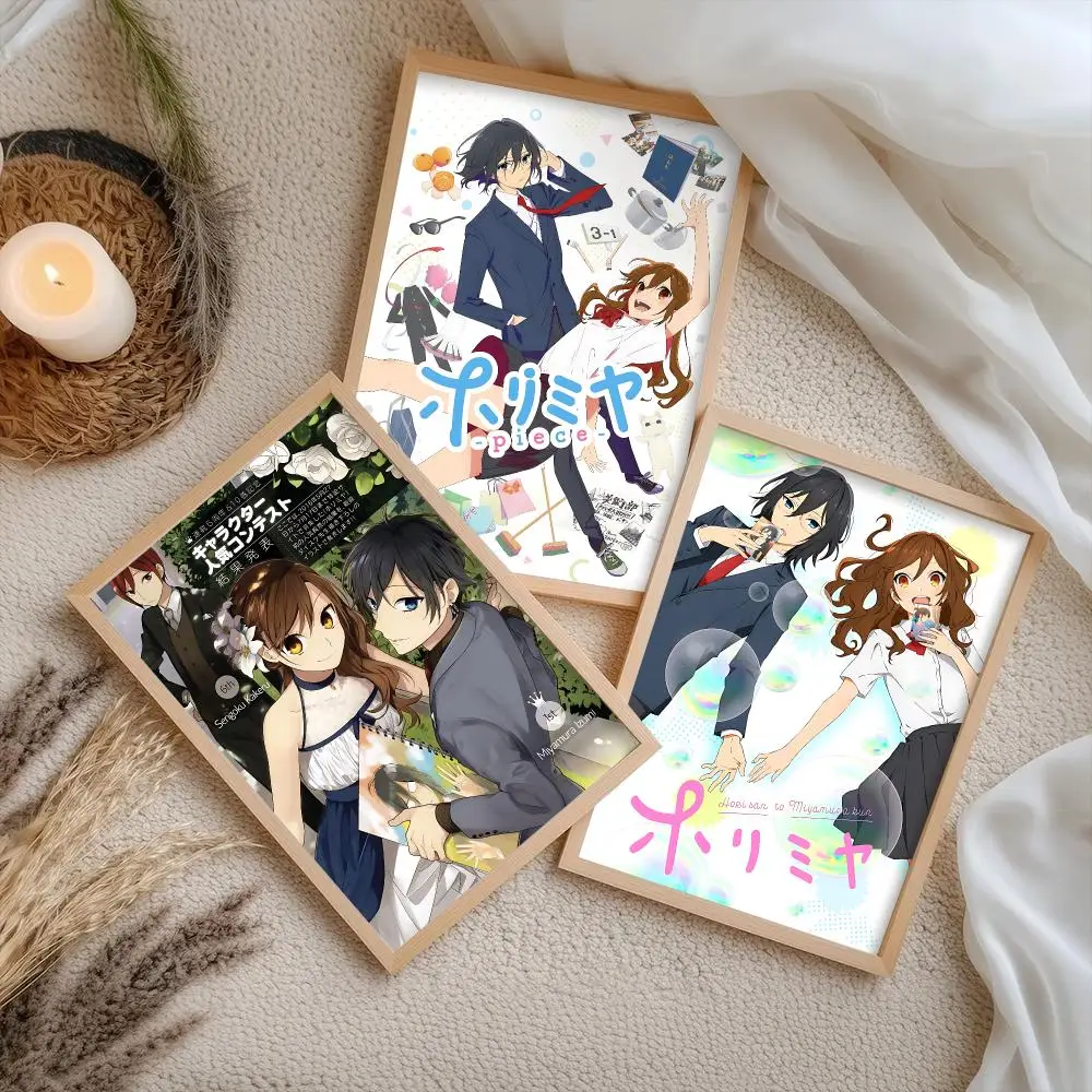 H-Horimiya Anime Poster Stickers Self-Adhesive Painting Mural Decor Wall Decals for Bedroom Living Room Home HD Gift