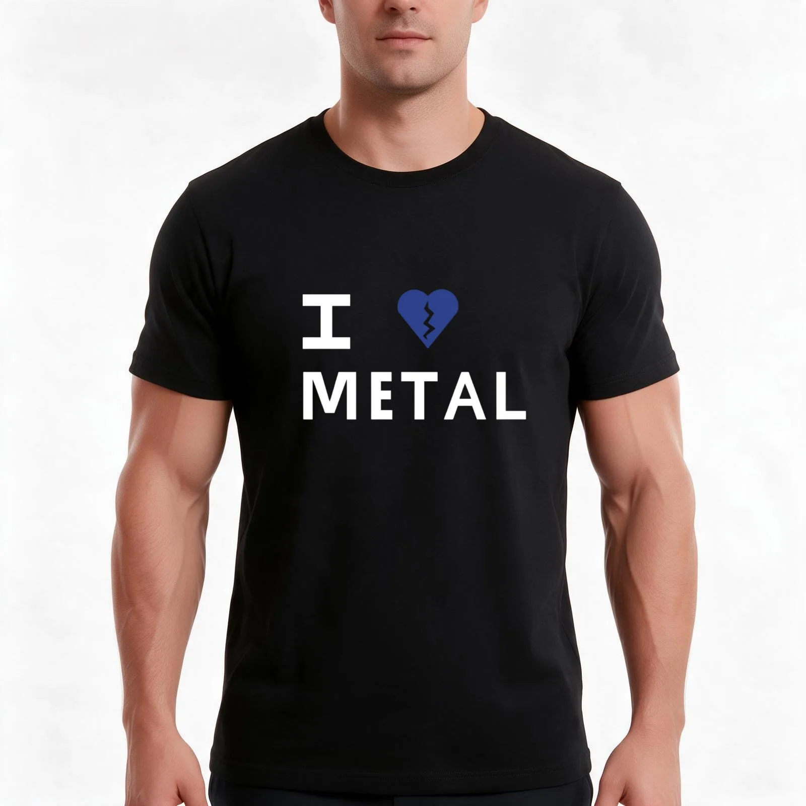 i love metal elliot smith black T-Shirt, Summer Casual Cotton Tee, Oversized Streetwear Tops, Vintage Graphic Print, 100% Cotton