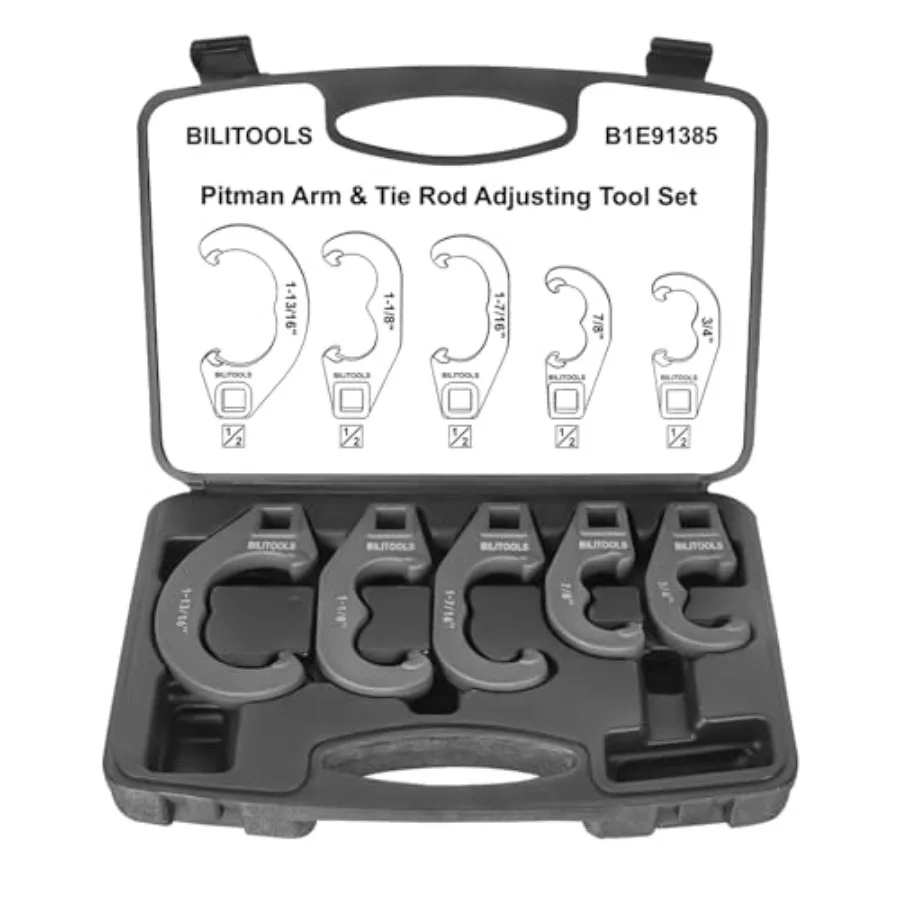 

5 Piece Tie Rod Adjusting Tool Set Pitman Arm and Tie Rod End Adjusting Sleeves Adjustment Tool Kit Compatible with Chevy Ford