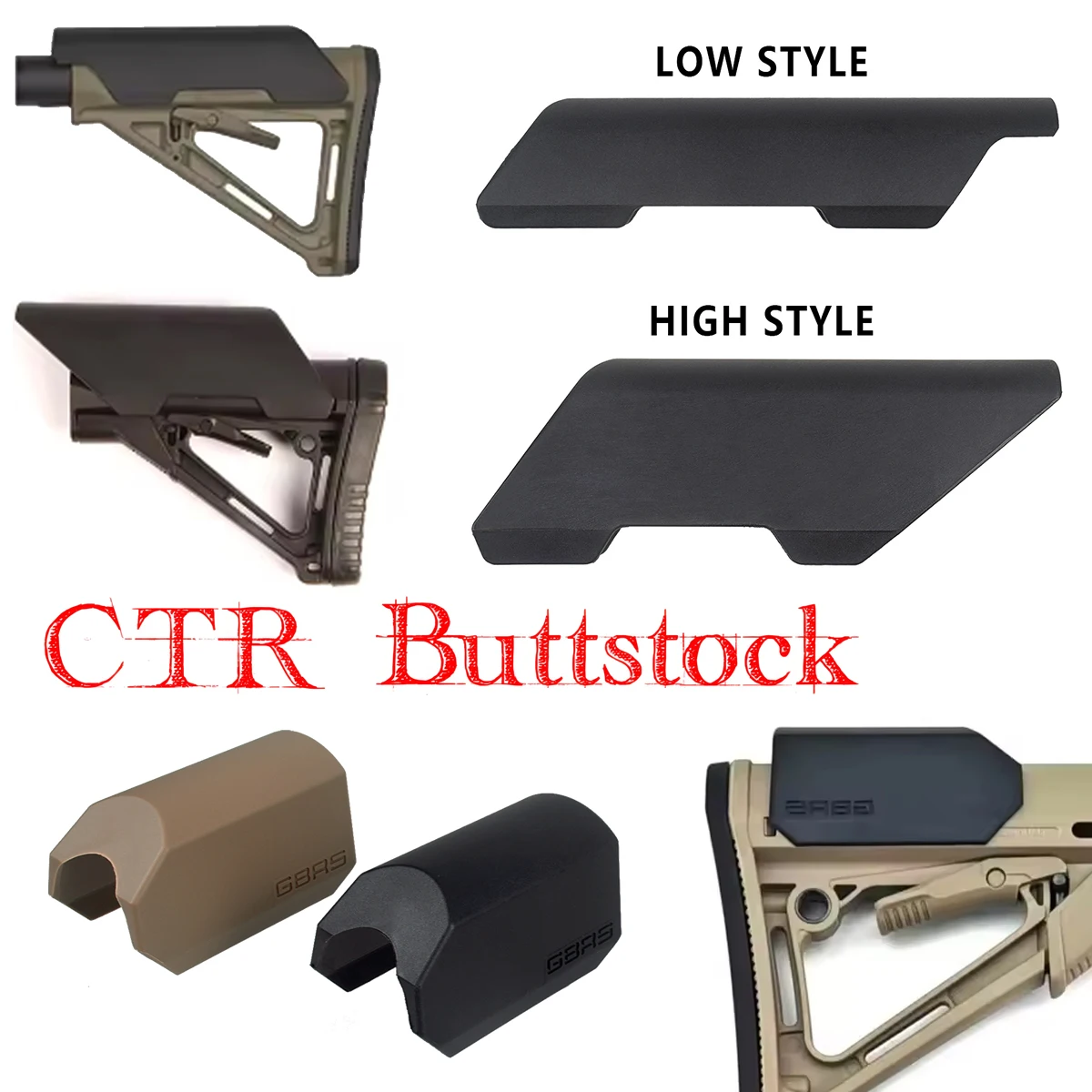 

Tactical GBRS Style CTR Buttpad Riser Quick Detach CTR Nylon Shoulder Cheek Rest Riser Buttstock for AR15 M4 CQB Rifle Accessory