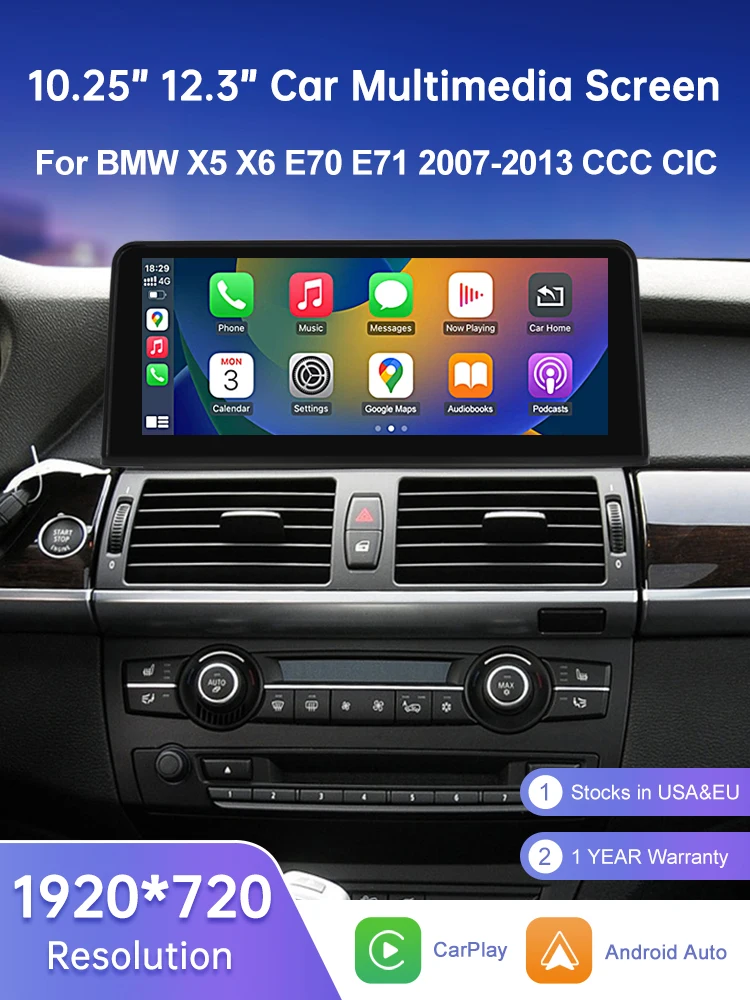 Road Top Neuer ultradünner Bildschirm-Auto-Multimedia-Wireless-Carplay-Player für X5 E70 X6 E71 Baujahr 2007-2013