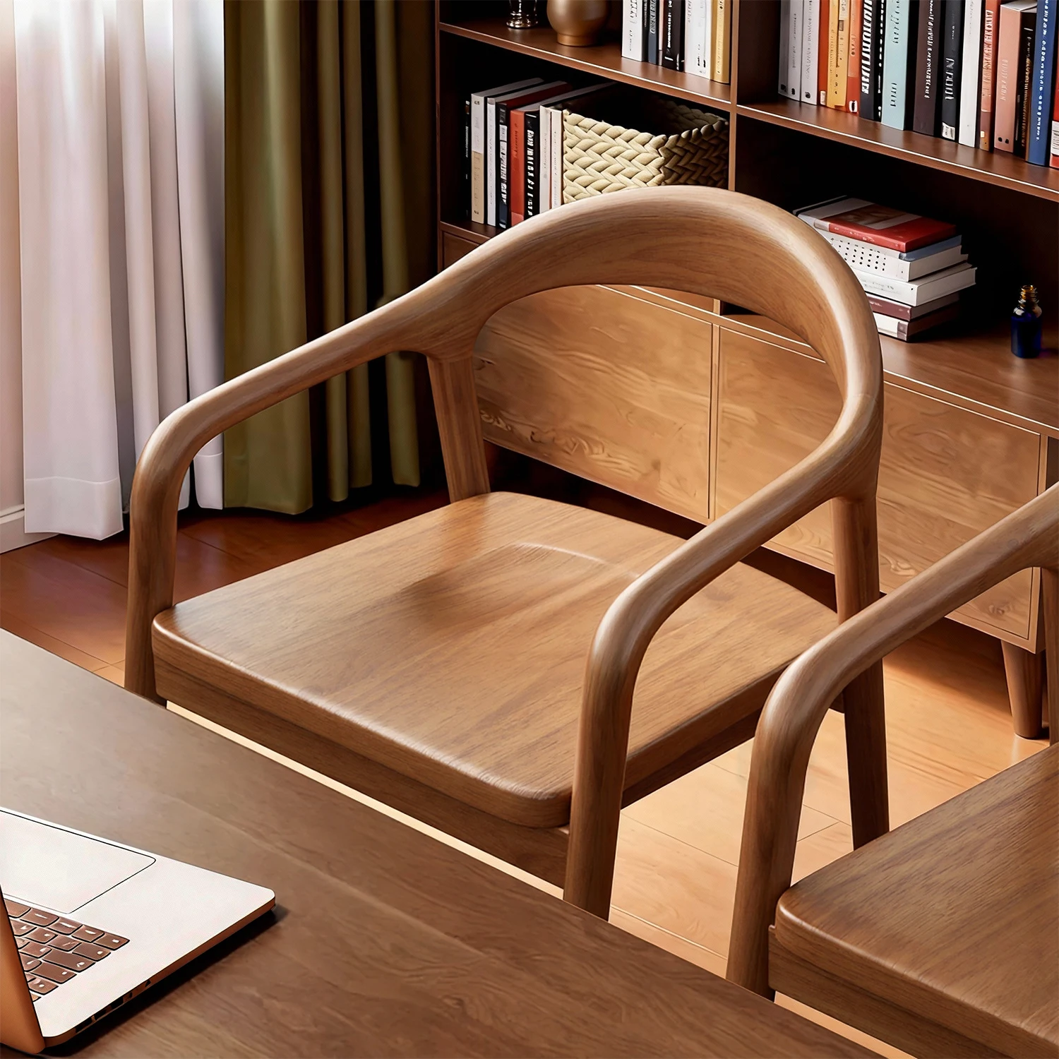 Solid wood restaurant household back chair comfortable chair office medieval armrest dining chair stool with backrest