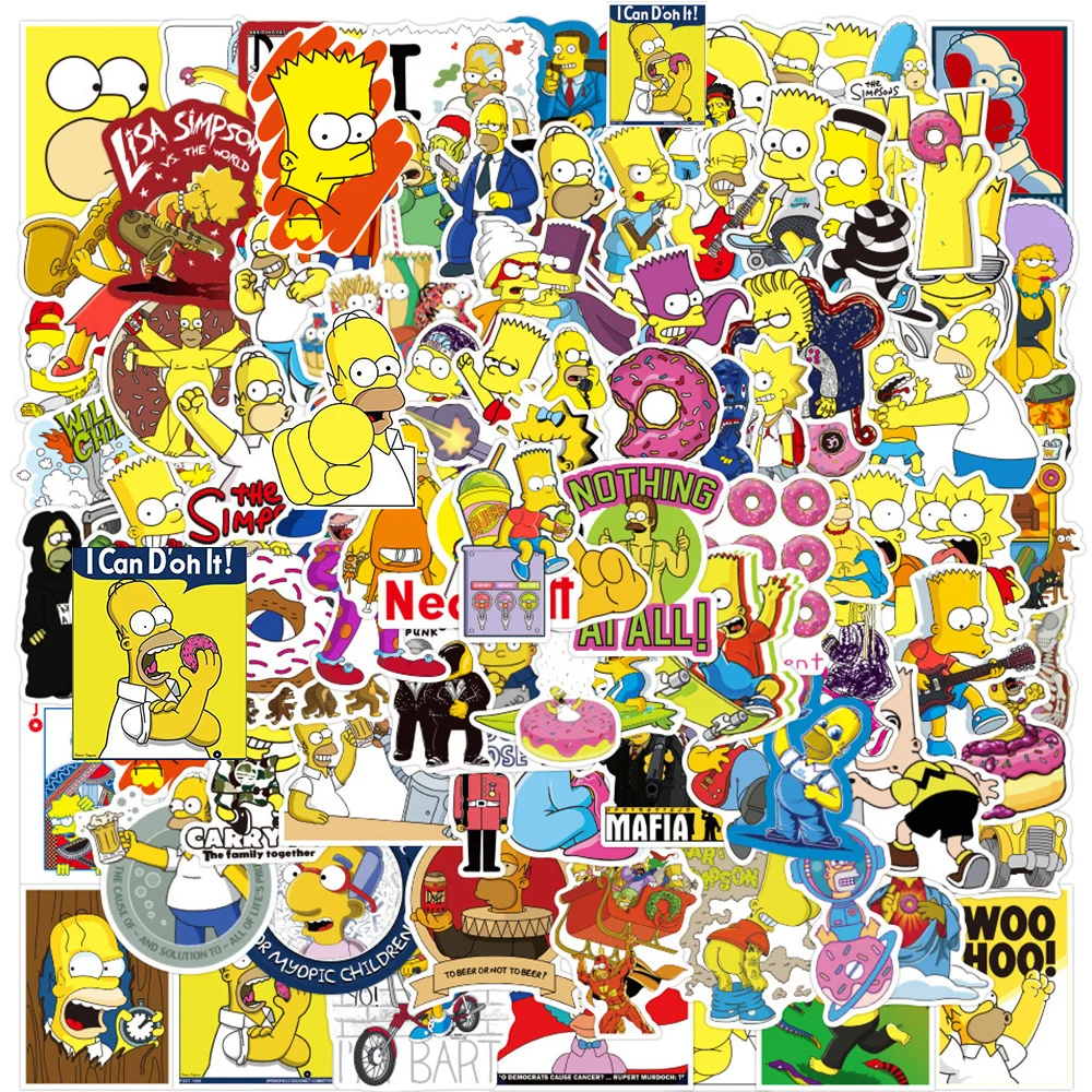 10/30/50/100 Uds. Pegatinas de dibujos animados de la comedia de los Simpsons, calcomanías divertidas de Anime para teléfono, monopatín, maleta, pegatina de Graffiti para juguete para niños