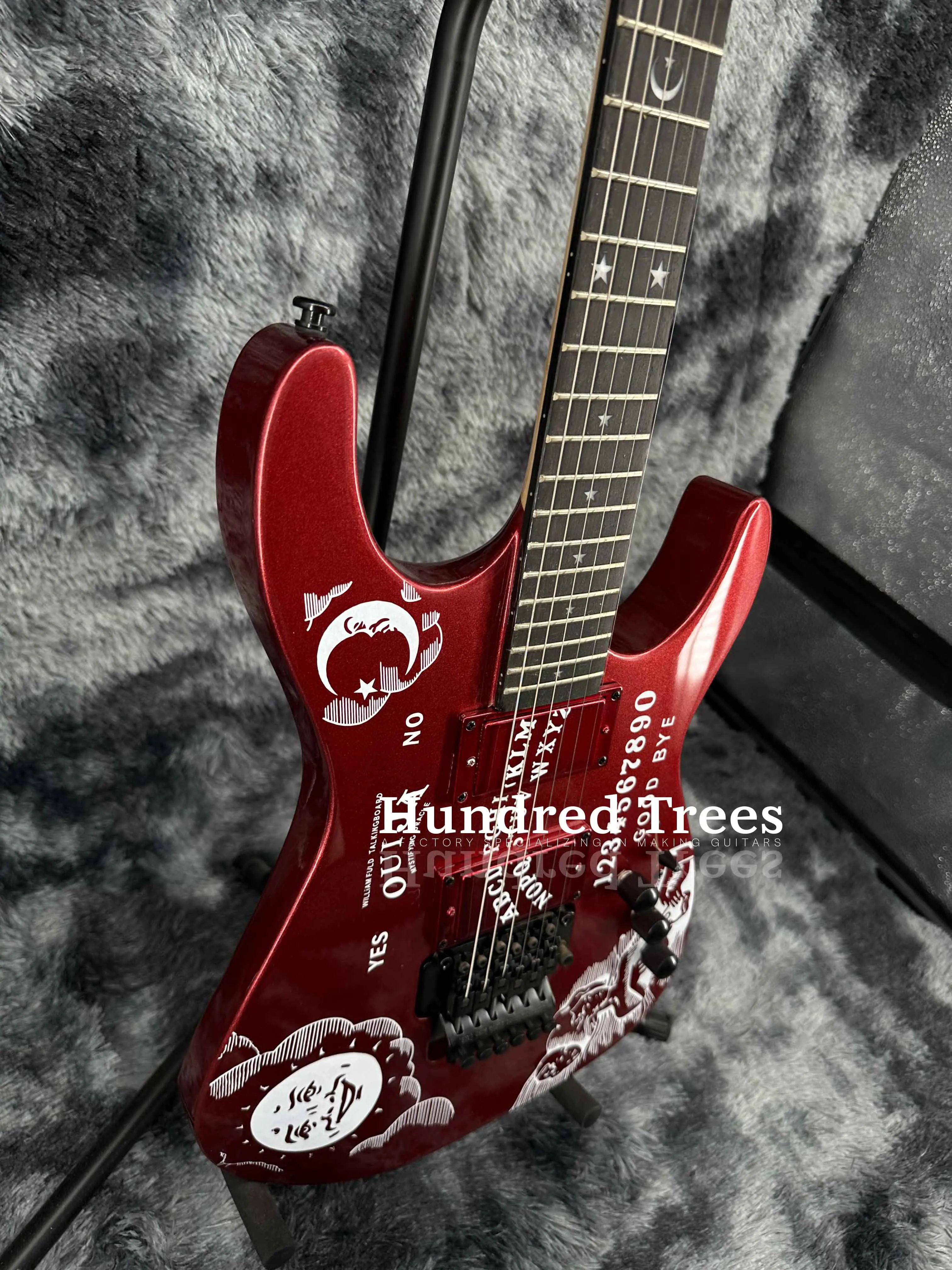 Solid Body custom Black Ouija electric guitar with Moon, high quality free spot delivery