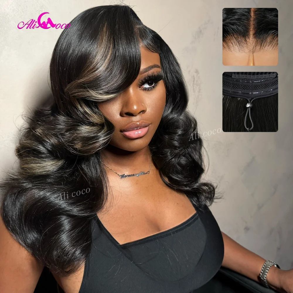 P1B/27 Highlight Blonde Pre-cut Drawstring Wigs Real Human Hair 180 Density Glueless Lace Front Remy Transparent HD Pre Plucked