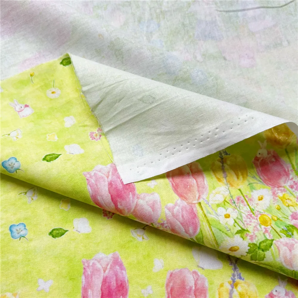 Watercolor girl boy tulip Floral 100% cotton fabric Flowers Fabrics Patchwork Cloth,DIY Sewing Quilting Material For Baby cloth