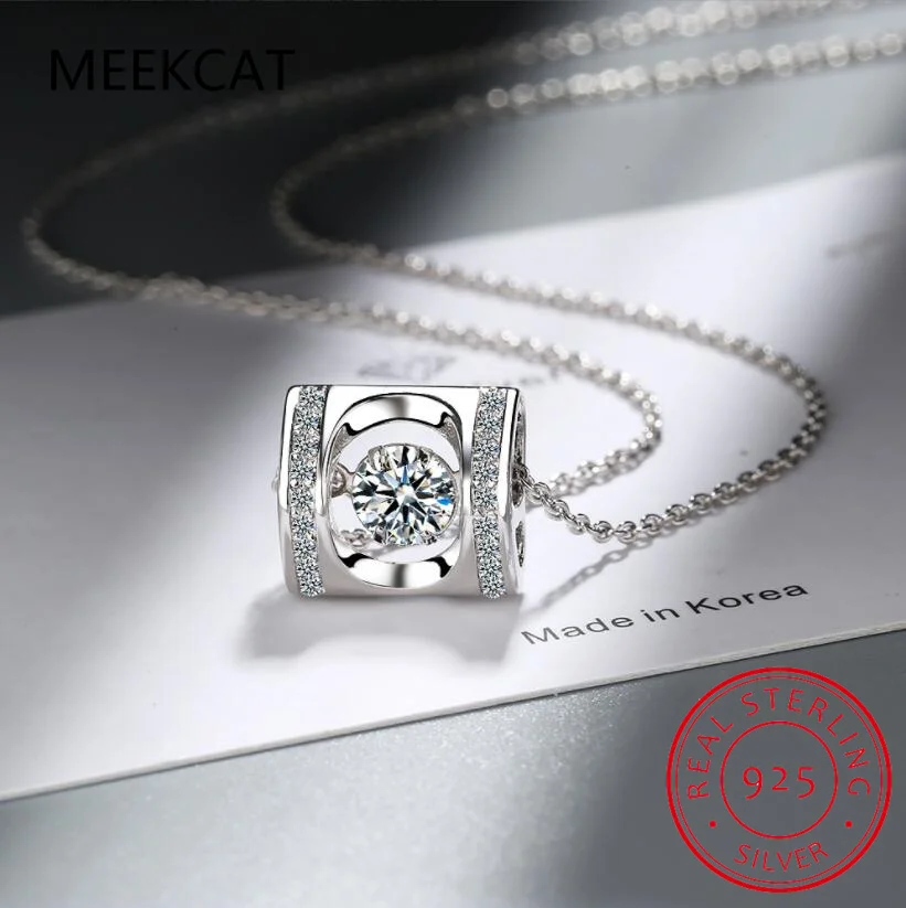 1/0.8 CT Moissanite Pendant For Women Simulated Diamond Necklace S925 Sterling Silver Jewelry Girl Valentine's Day Gift