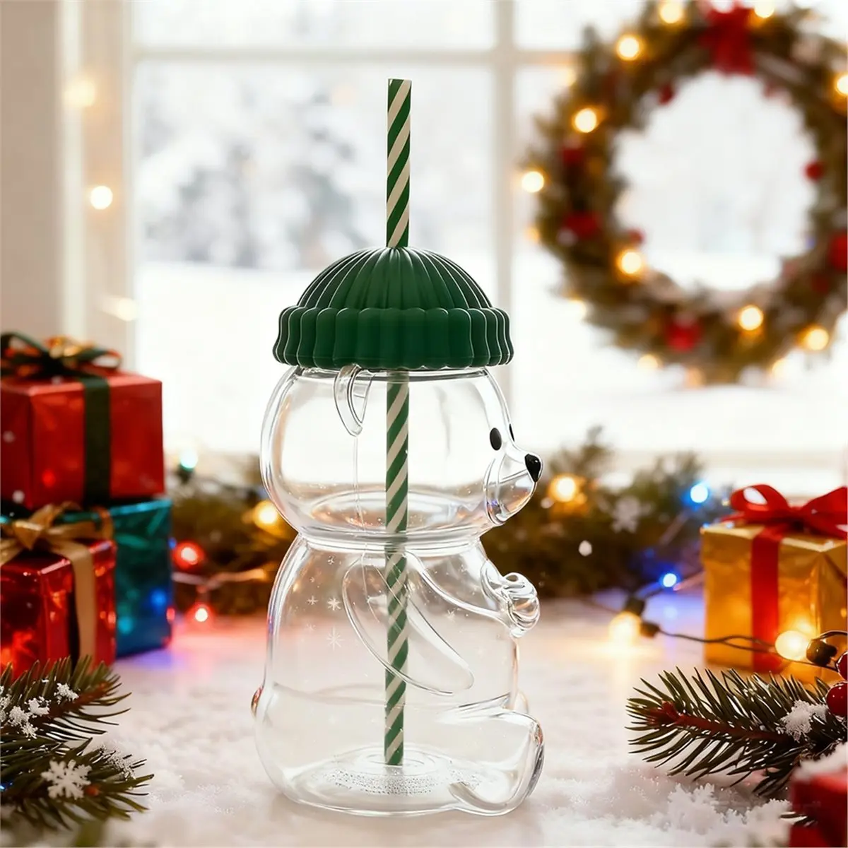 

2026 New 2025 Bear Straw Cup - Cute Bear Glass Cup with Straw 19oz, Cute Mugs, Large