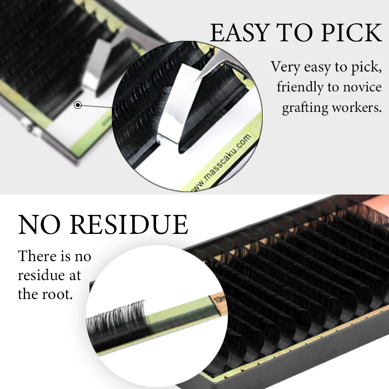MASSCAKU All Size 1 tray 16 rows Soft Mater CD Eyelash Individual natural Mink Eyelash Extension Artificial Fake False Eyelashes
