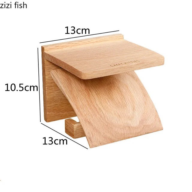 Solid Wood Tissue Holder Toilet Paper Towel Rack Wall-mounted Toilet Roll Holder Napkin Holders Tissue Box Storage Rack Shelf 6