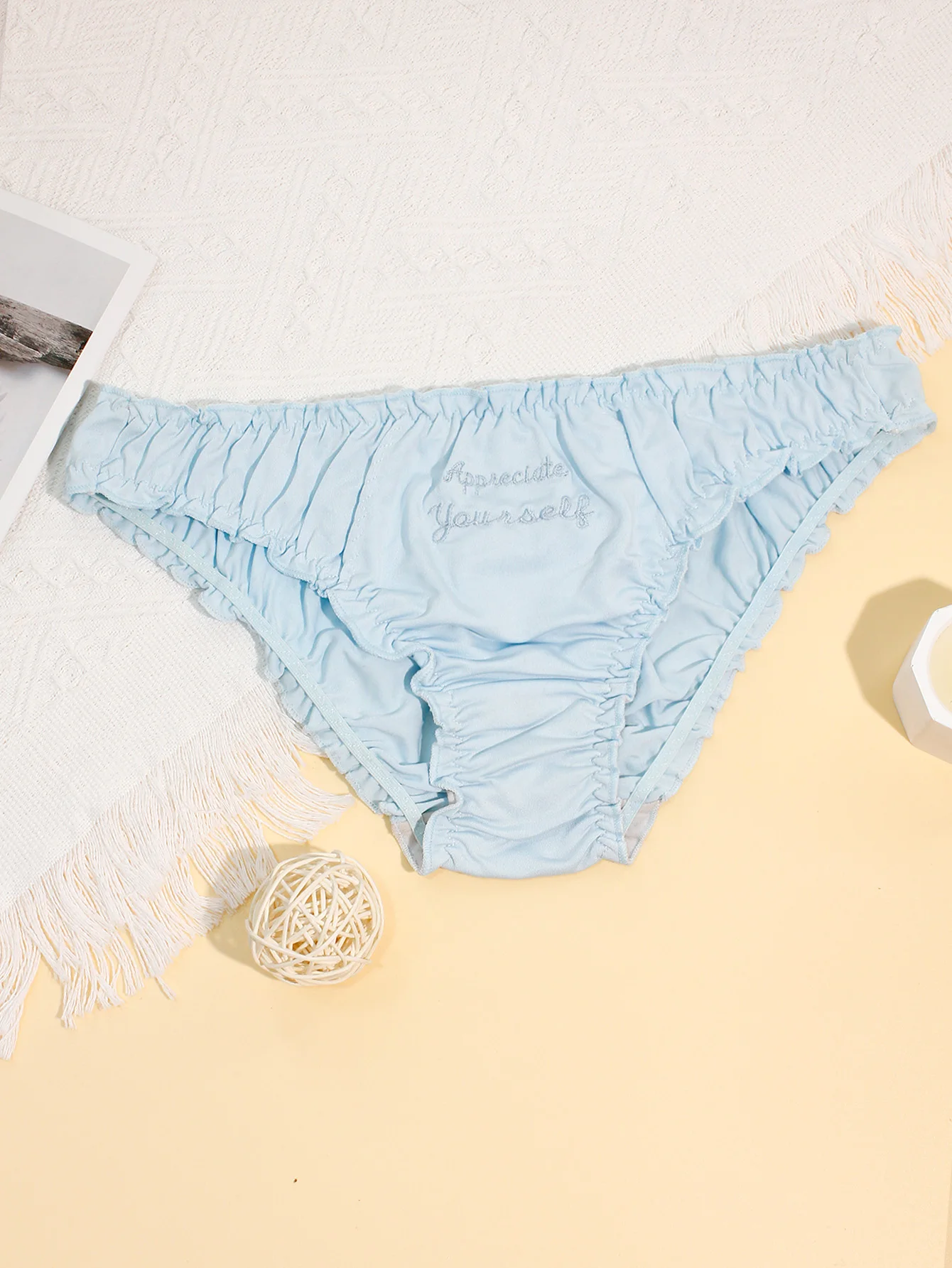 6 عبوات من ملابس داخلية نسائية مثلثة لطيفة ومطوية ومريحة بدون أزرار للبطن مبطنة بالقطن