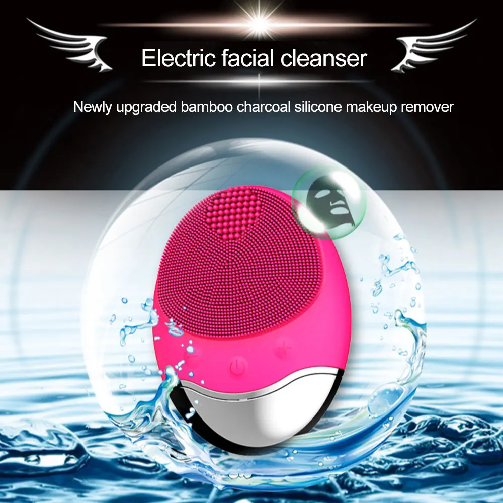 Electric Face Cleaner Sonic Silicone Facial Cleansing Brush Electric Ultrasonic Vibrating Face Massager Mini Pore Deep Cleaning