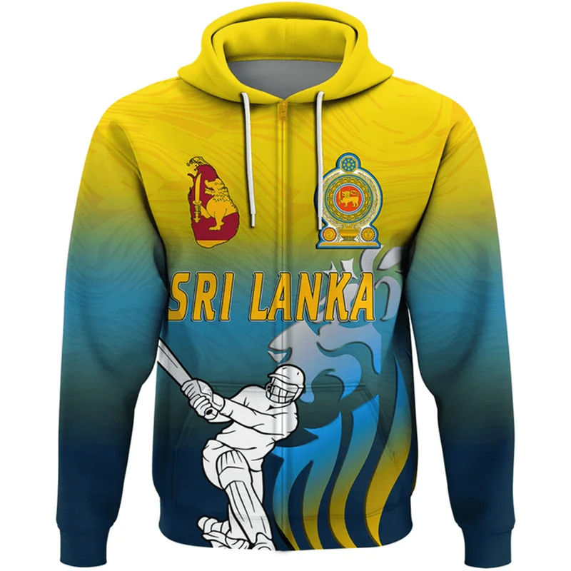 The Democratic Socialist Republic-Of Sri Lanka Map Flag 3D Print Zip Up Hoodies Sri Lanka Emblem Graphic  Zipper Sweatshirts Top