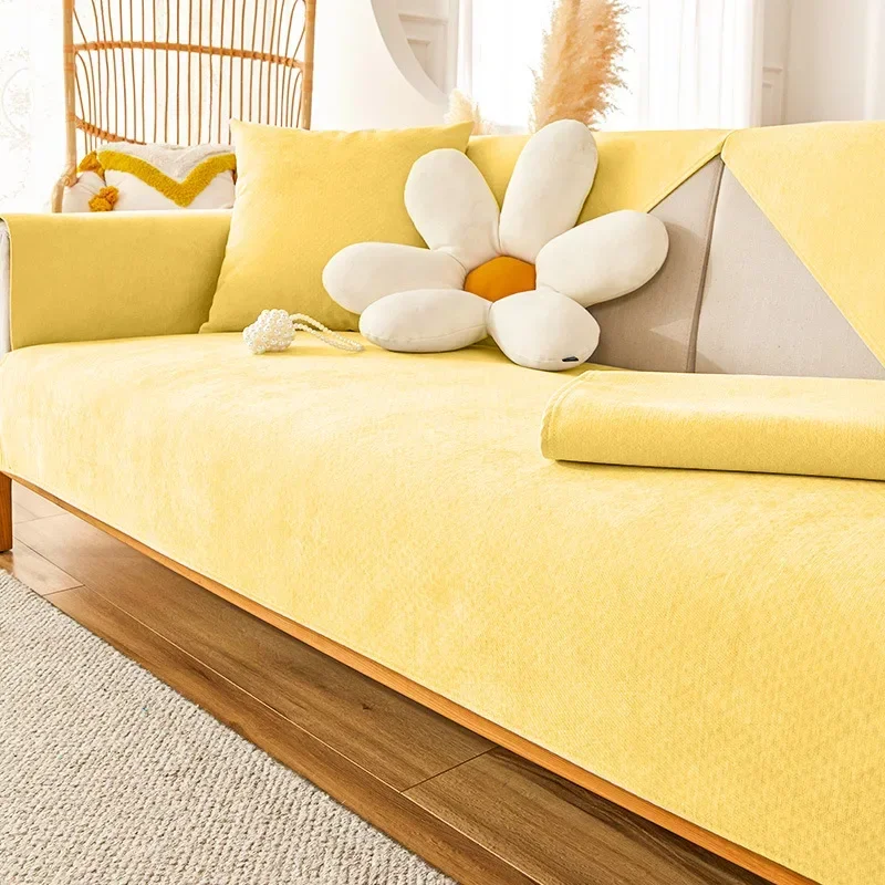 New Waterproof Sofa Cover Solid Color Non-slip Anti-Cat Scratch Towel Slipcover Cream Style Sofa Cover Four Seasons Universal