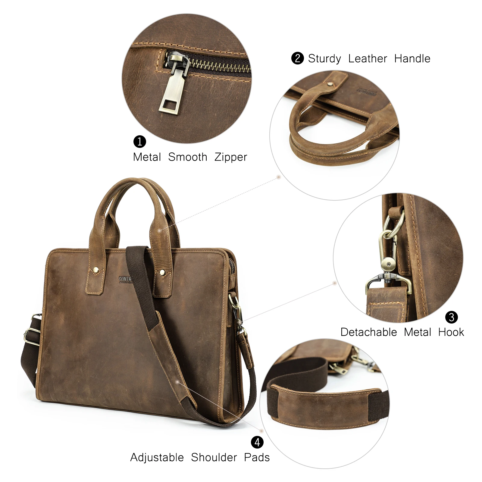 Bolso para portátil de cuero genuino para hombre, bolsa de mano con correa de hombro para Macbook M2 M1 Air 13 Pro 13 Pro de 14 pulgadas