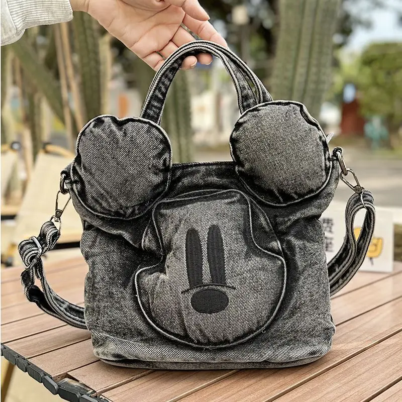 

Disney Mickey Unique Design Handbag New Washed Denim Tote Bag Versatile Korean Version Vintage Large Capacity 2025 Shoulder Bag