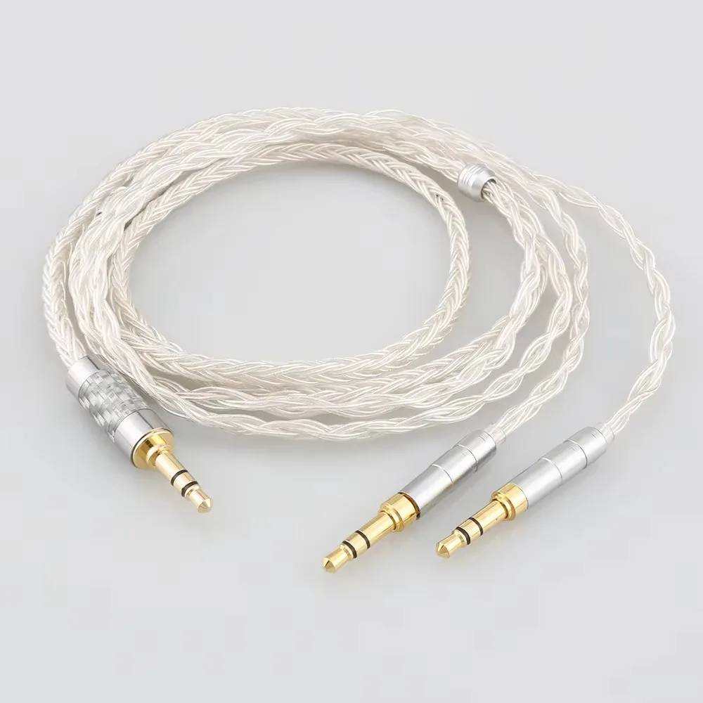 16 Core OCC Silver Plated Headphone Upgrade Cable Dual 3.5mm for Denon AH-D7200 D7100 D5200 D9200 Focal Elear 2.5 4.4 XLR