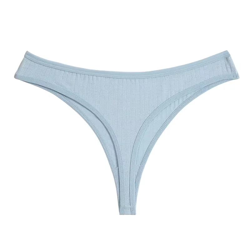 6 pçs/set mulheres tangas de algodão calcinha feminina com nervuras baixo aumento g-string senhoras