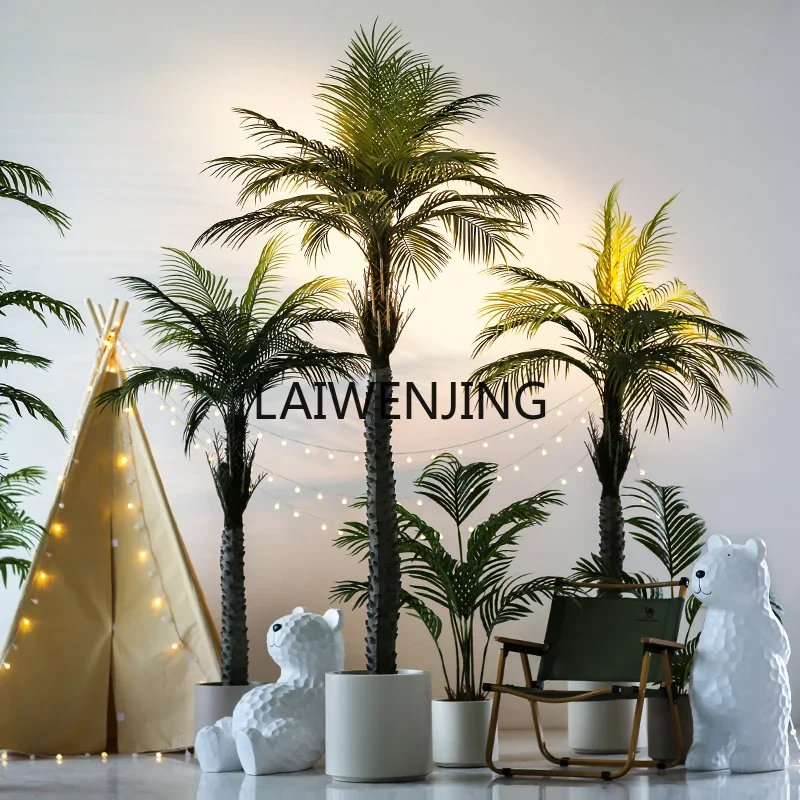 LYN coconut tree simulation green plant potted palm tree large sunflower plant decoration