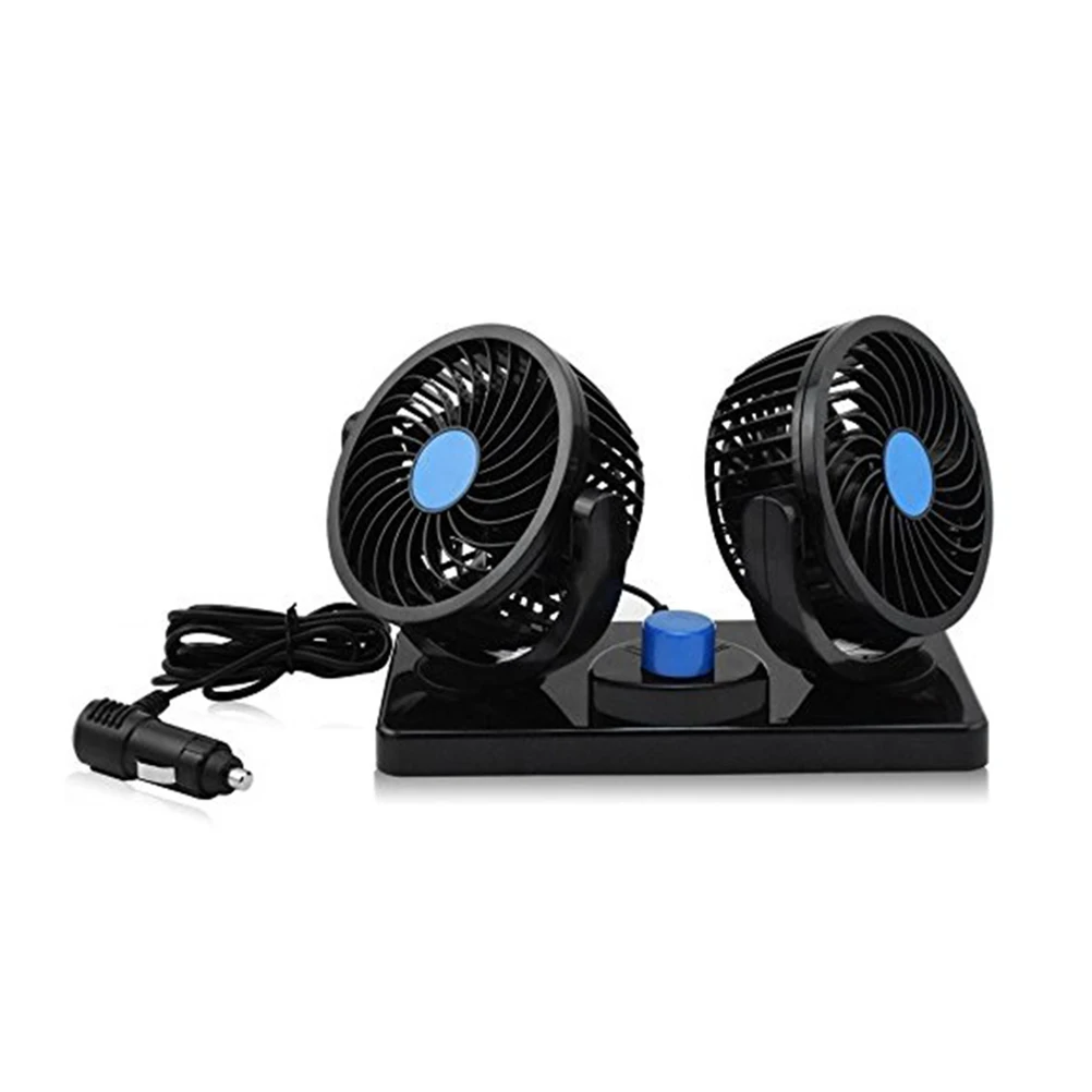 

12V Dual Head Car 360°Rotatable 2 Adjustable Small Electric Cooling Quiet Powerful Dashboard Auto Fan Vehicle Cooling Fan For