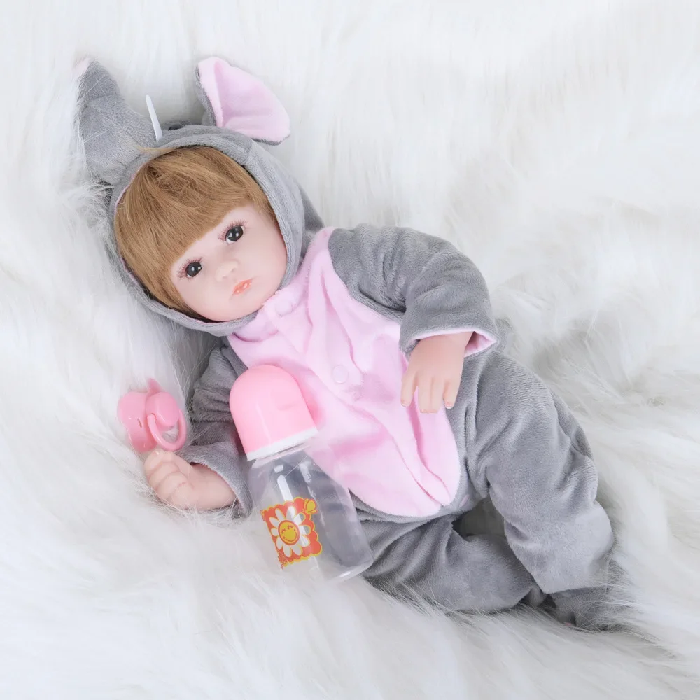 17inch  Girl Reborn Soft Silicone Lifelike Toy Doll Can Sit and Lie